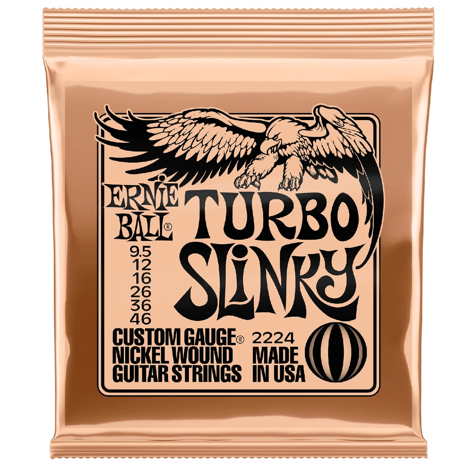 Ernie Ball Electric Guitar Strings .0095 - .046 Ernie Ball 2224 Turbo Slinky Nickel Wound Electric Guitar Strings 9.5-46