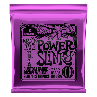 Ernie Ball Power Slinky Nickel Wound Electric Guitar Strings 3 Pack 11-48