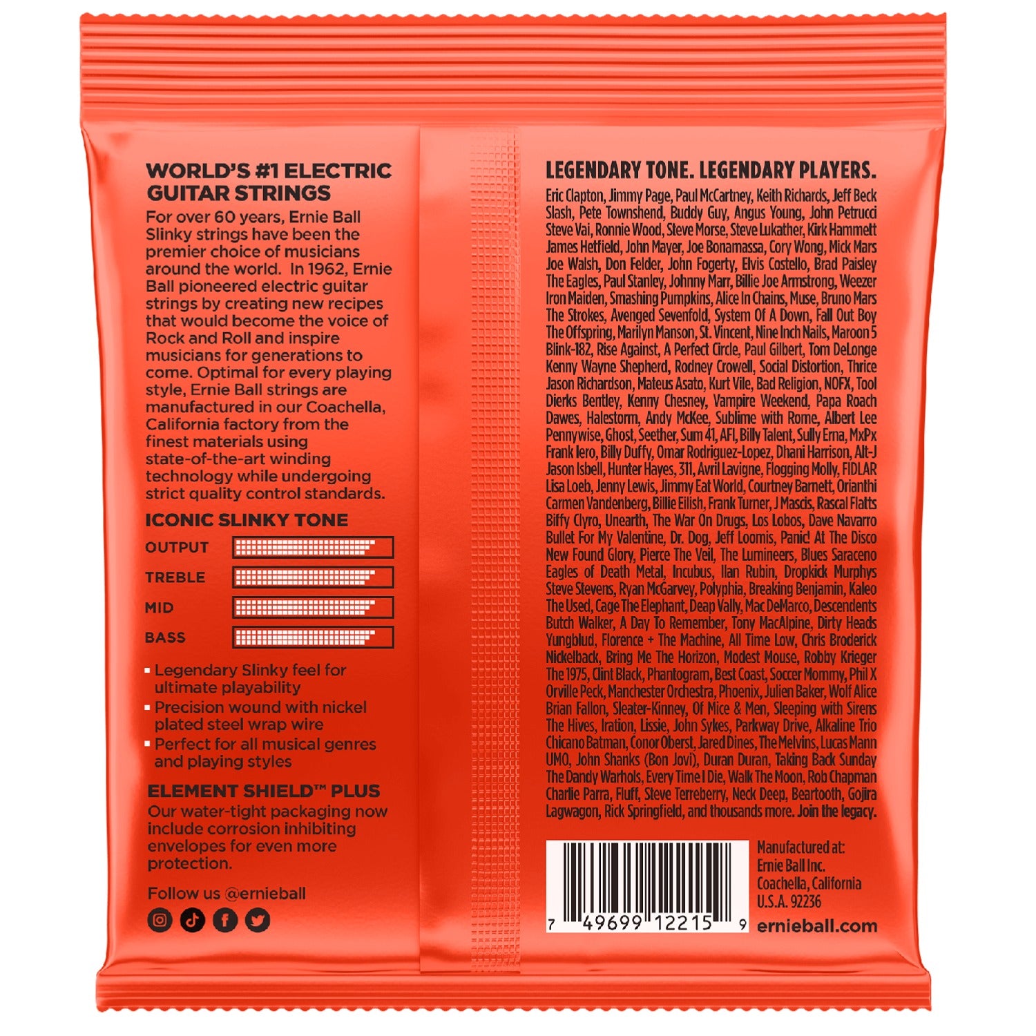 Ernie Ball Electric Guitar Strings Ernie Ball 2215 Electric Guitar Strings - Skinny Top, Heavy Bottom - 0.10-0.52