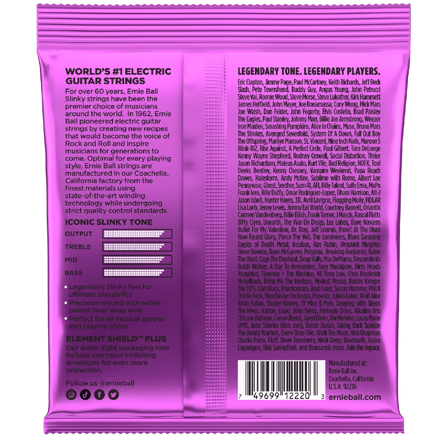 Ernie Ball Electric Guitar Strings Ernie Ball 2220 Power Slinky Electric Guitar Strings, Nickel Wound - 0.11-0.48
