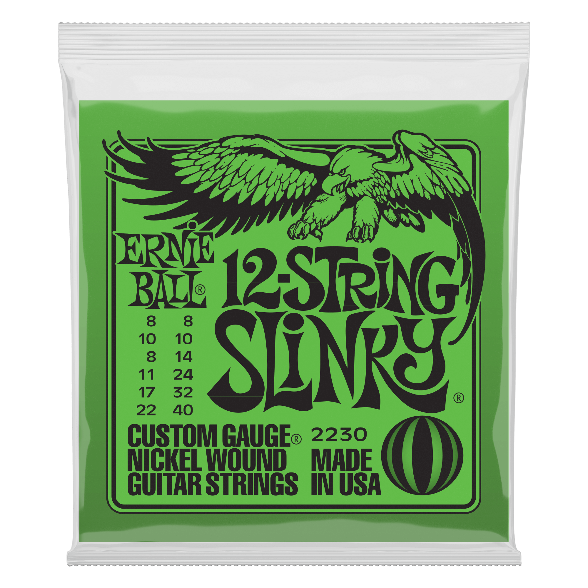 ernie ball electric guitar strings ernie ball 2230 slinky 12-string nickel wound electric guitar strings - 8-40 gauge