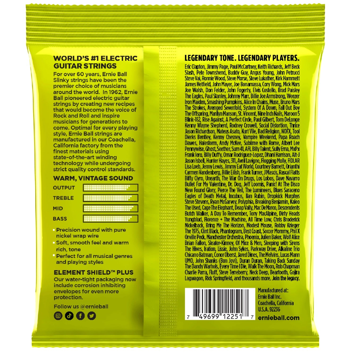 Ernie Ball Electric Guitar Strings Ernie Ball 2251 Pure Nickel Slinky Electric Guitar Strings - 0.10-0.46