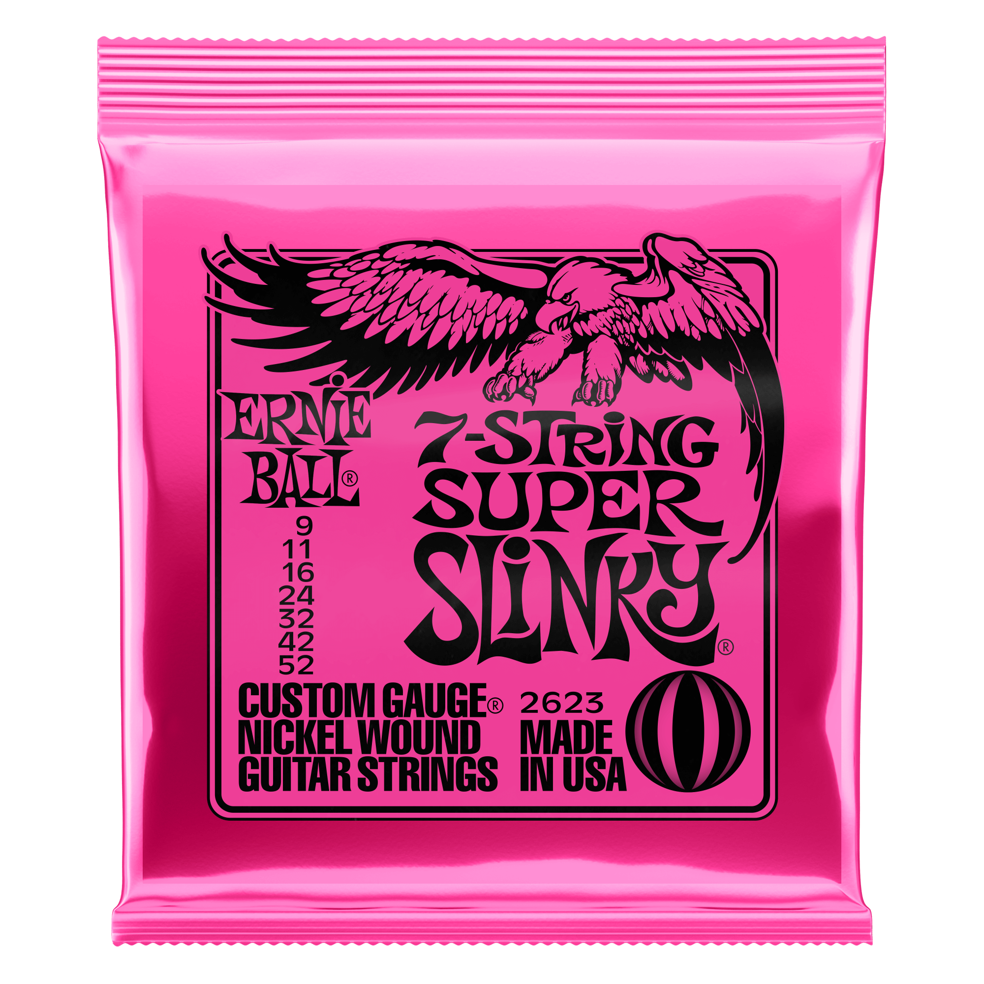 ernie ball electric guitar strings ernie ball 2623 electric guitar strings, 7-string super slinky (9-52)