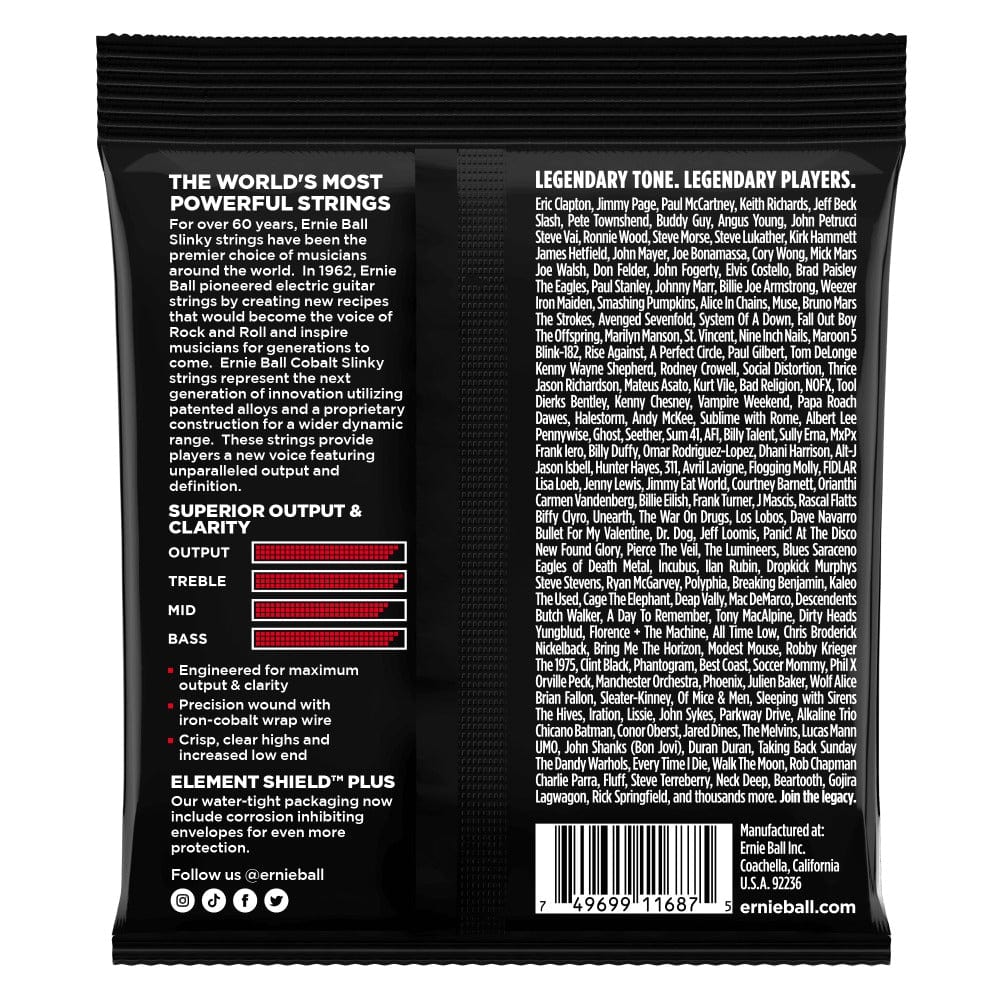 ernie ball electric guitar strings ernie ball 2716 slinky cobalt electric guitar strings - 11-52