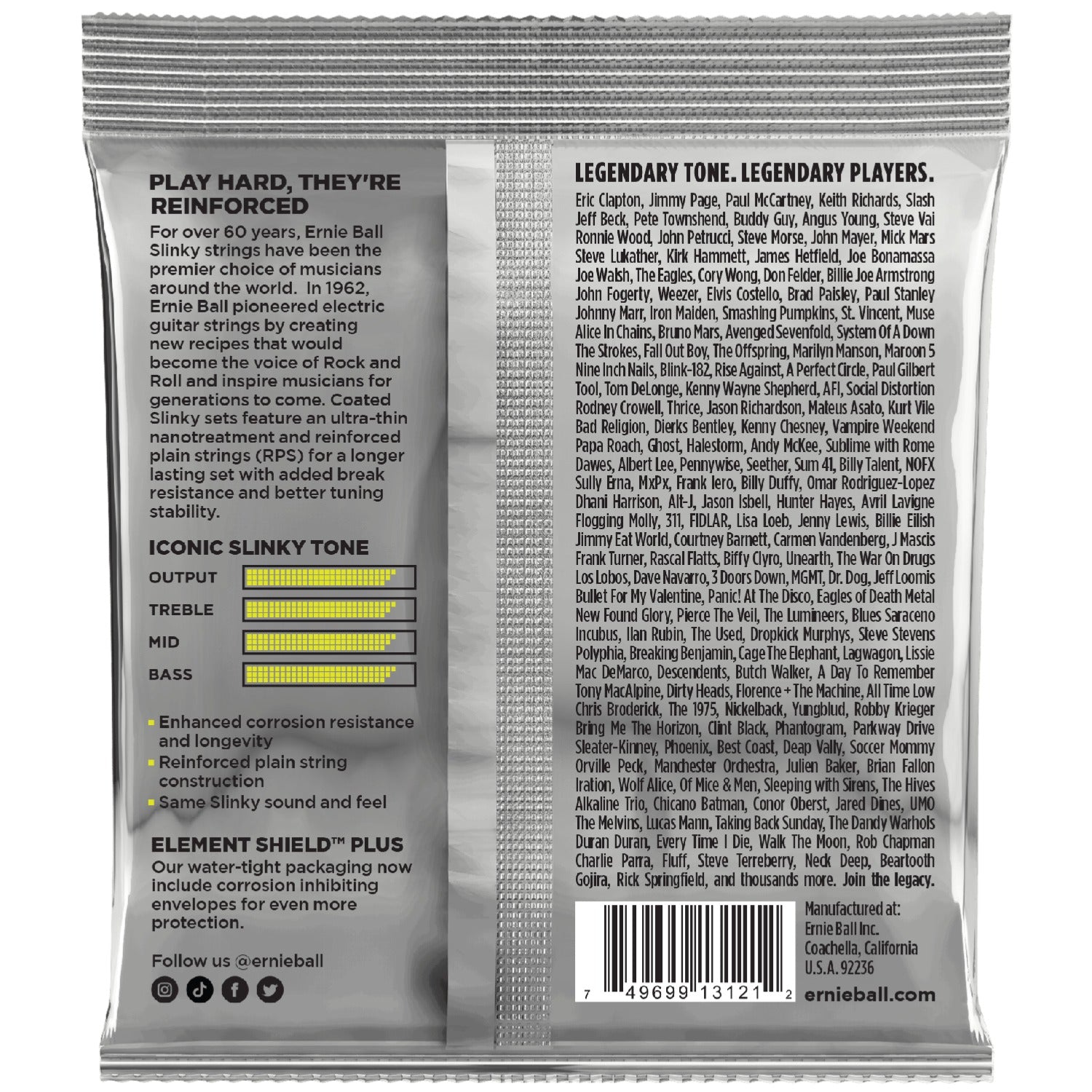 Ernie Ball Electric Guitar Strings Ernie Ball 3121 Coated Titanium Slinky Electric Guitar Strings - 0.10-0.46