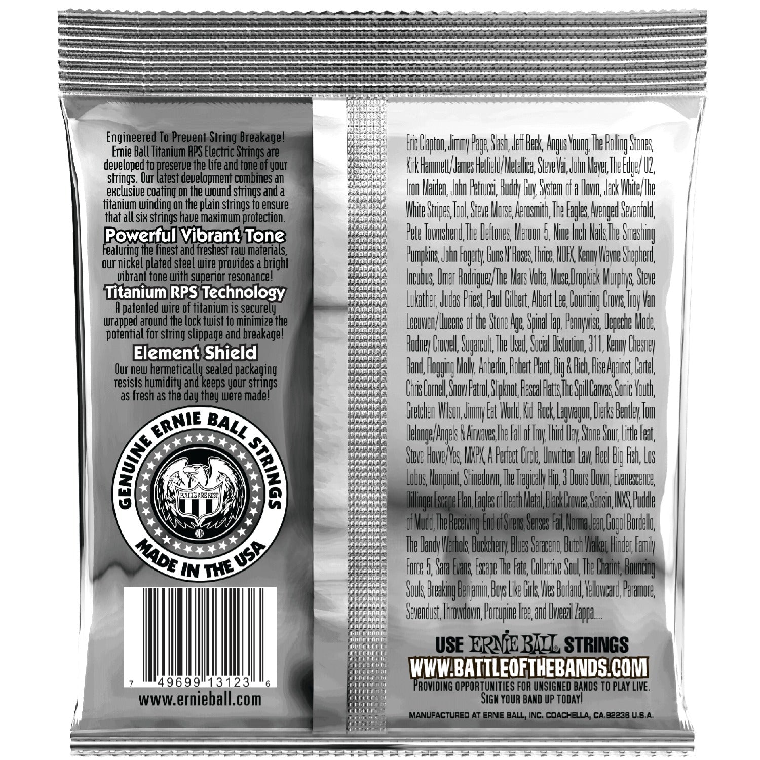 Ernie Ball Electric Guitar Strings Ernie Ball 3123 Super Slinky Coated Titanium RPS Electric Guitar String Set - 9-42