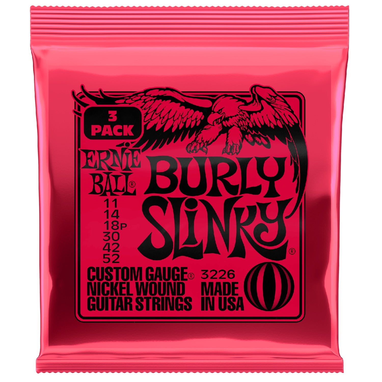 Ernie Ball Electric Guitar Strings Ernie Ball 3226 Burly Slinky Nickel Wound Electric Guitar Strings 3 Pack - .11-.52