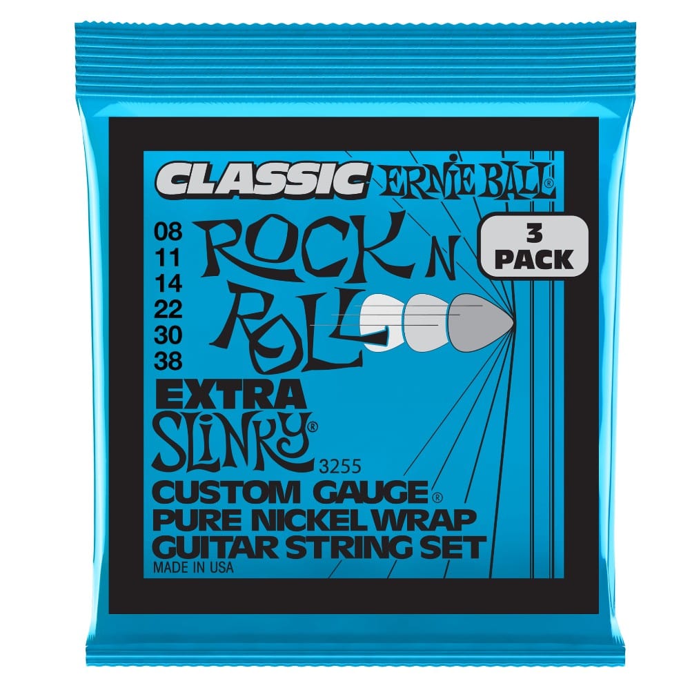 ernie ball electric guitar strings ernie ball 3255 extra slinky classic pure nickel electric guitar strings - pack of 3 - .8-.38