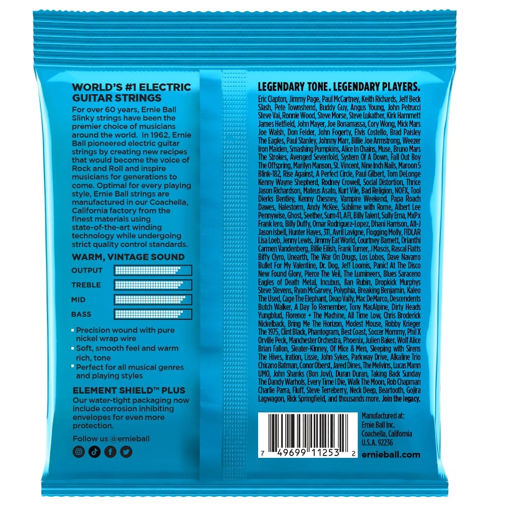 ernie ball electric guitar strings ernie ball 3255 extra slinky classic pure nickel electric guitar strings - pack of 3 - .8-.38