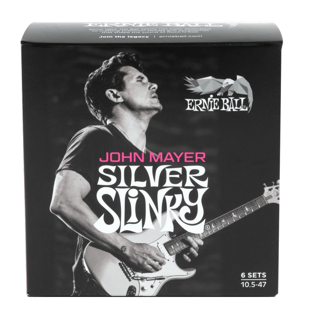 Ernie Ball Electric Guitar Strings Ernie Ball John Mayer Silver Slinky Electric Guitar Strings - Pack of 6 - 10.5-47