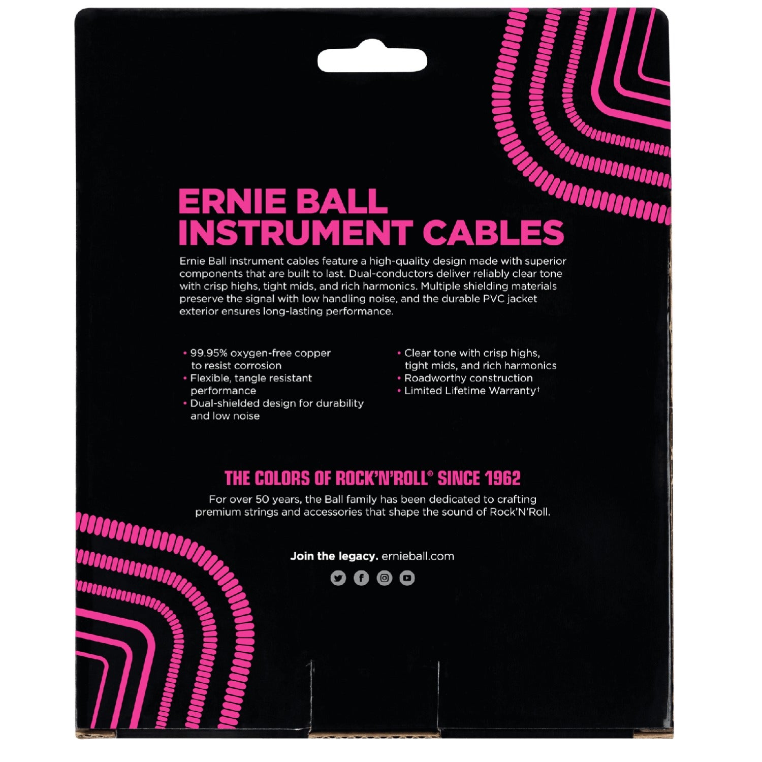 Ernie Ball Guitar Cables Black Ernie Ball Ultradurable 30 Ft Coiled Straight-Straight Instrument Cable