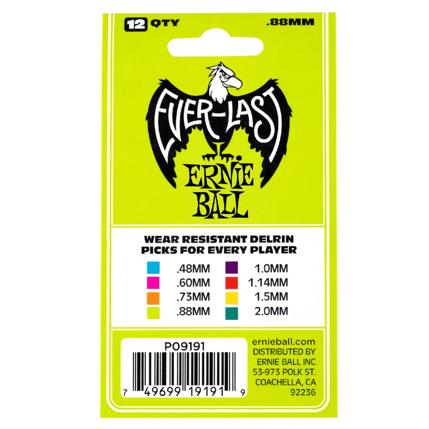 Ernie Ball Guitar Picks Ernie Ball Everlast Guitar Picks - Pack of 12 #size_0.88mm
