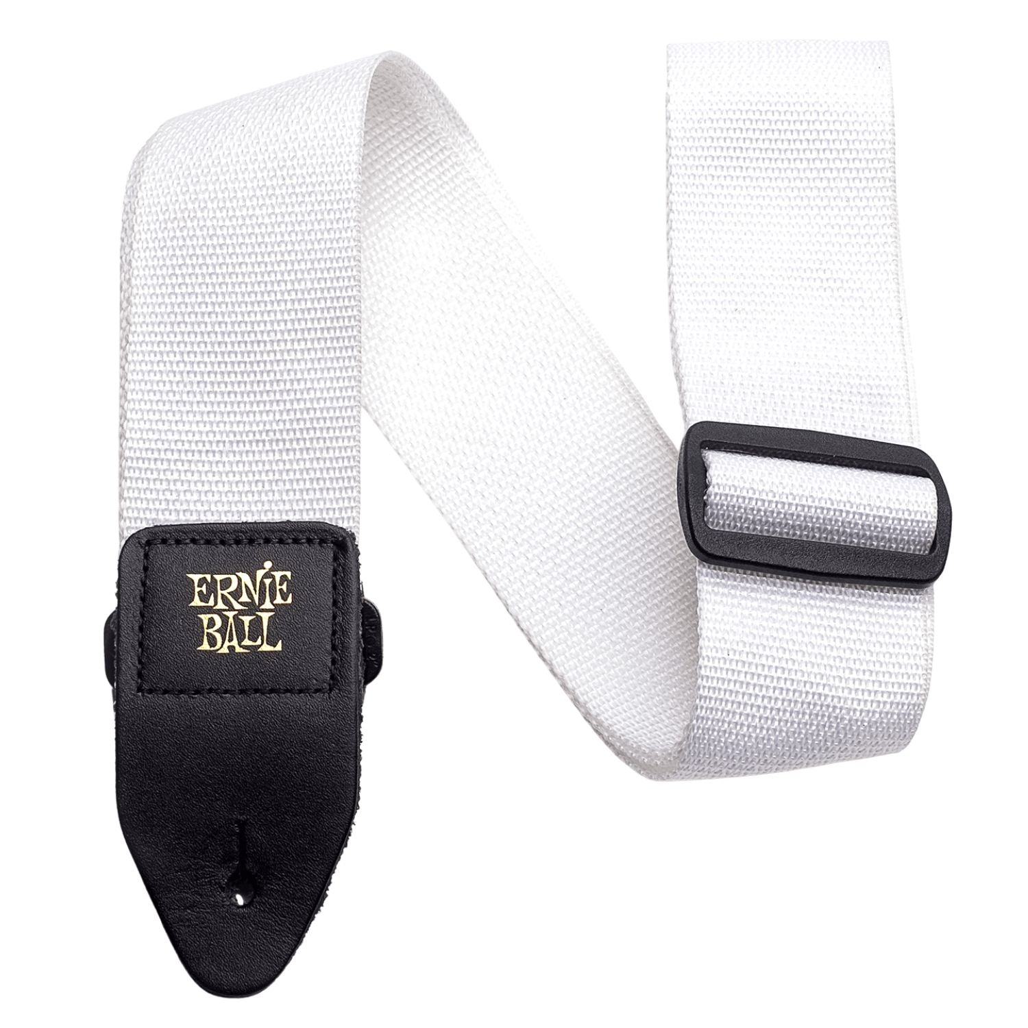 Ernie Ball Guitar Straps Ernie Ball 4036 White Polypropylene Guitar Straps - Black Leather