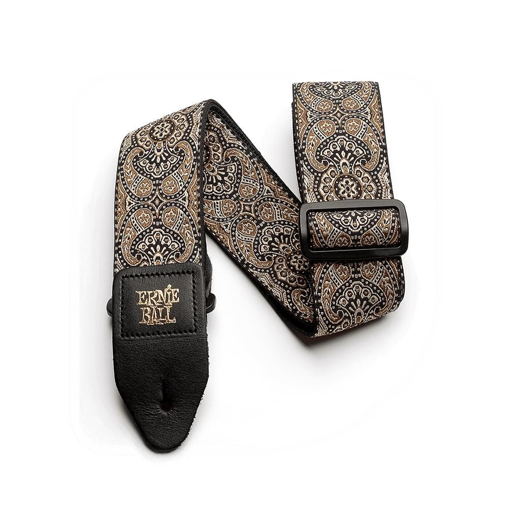 ernie ball guitar straps ernie ball 4163 gold & black paisley jacquard guitar strap