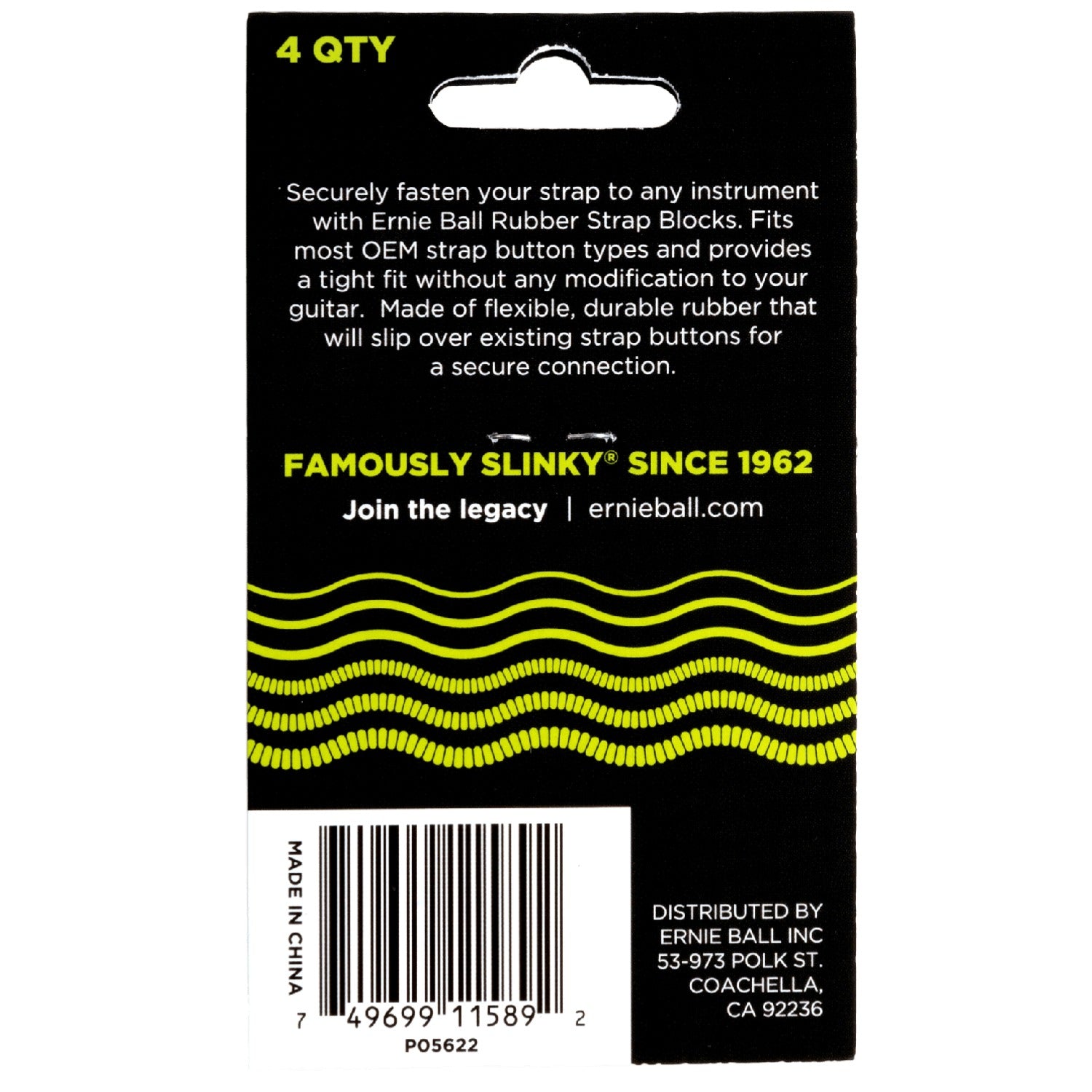 Ernie Ball Guitar Straps Ernie Ball Strap Blocks - 4 Pack #color_green-safe