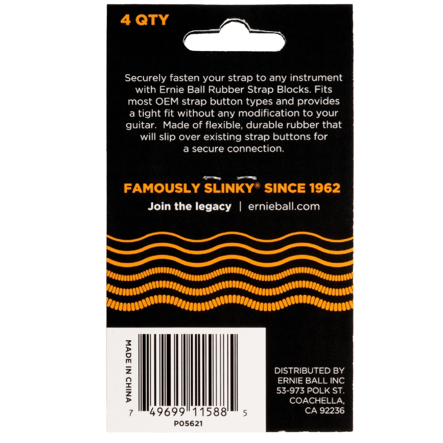 Ernie Ball Guitar Straps Ernie Ball Strap Blocks - 4 Pack #color_orange-safe