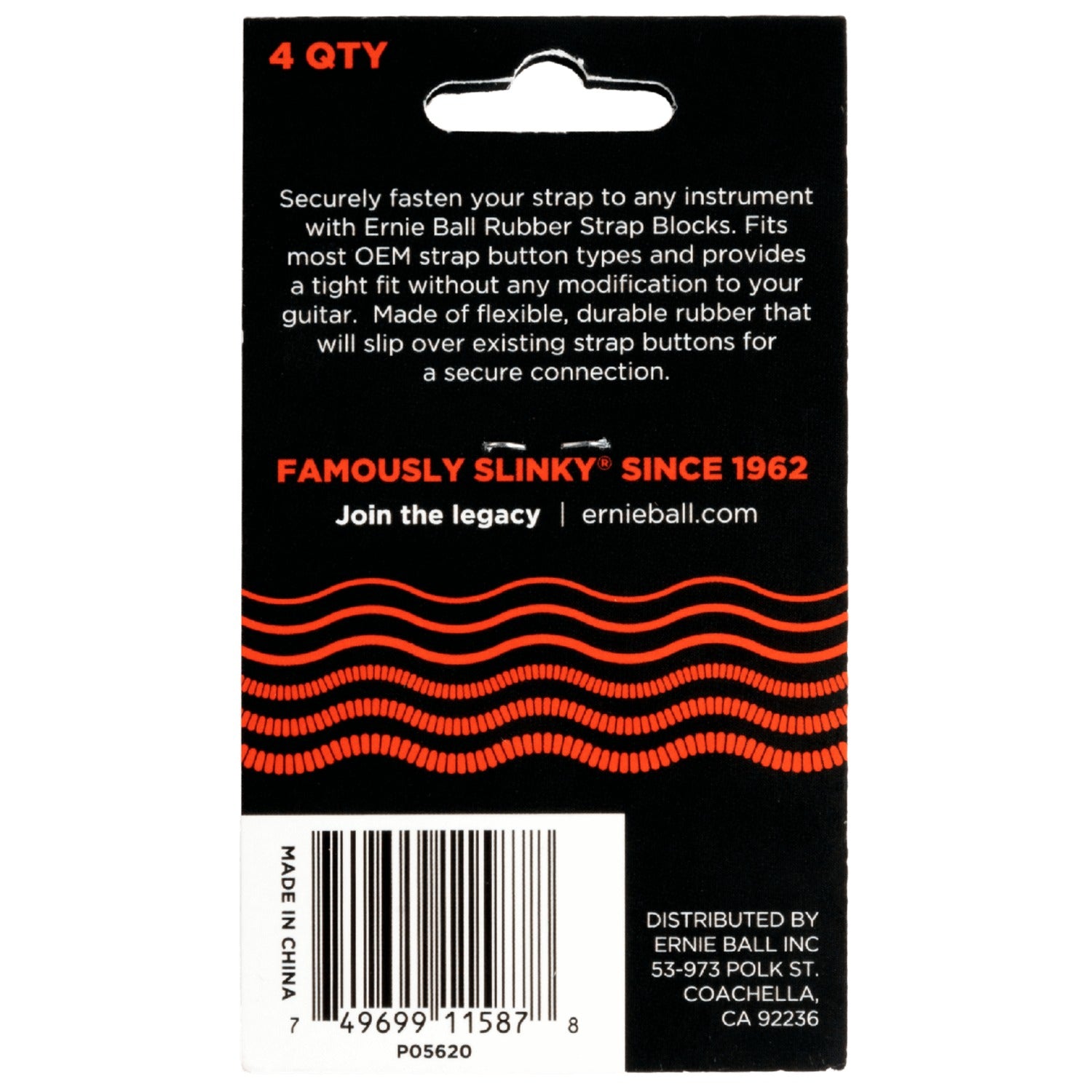 Ernie Ball Guitar Straps Ernie Ball Strap Blocks - 4 Pack #color_red-orange