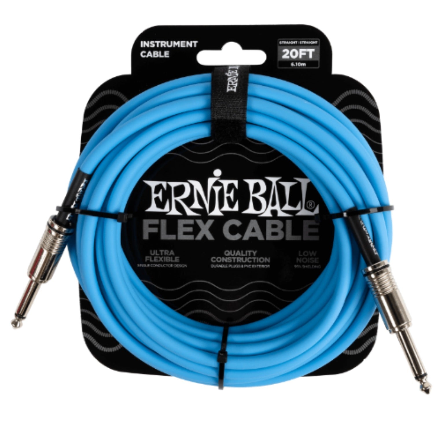Ernie Ball Instrument Cables Blue Ernie Ball 20ft Flex Straight Instrument Cable