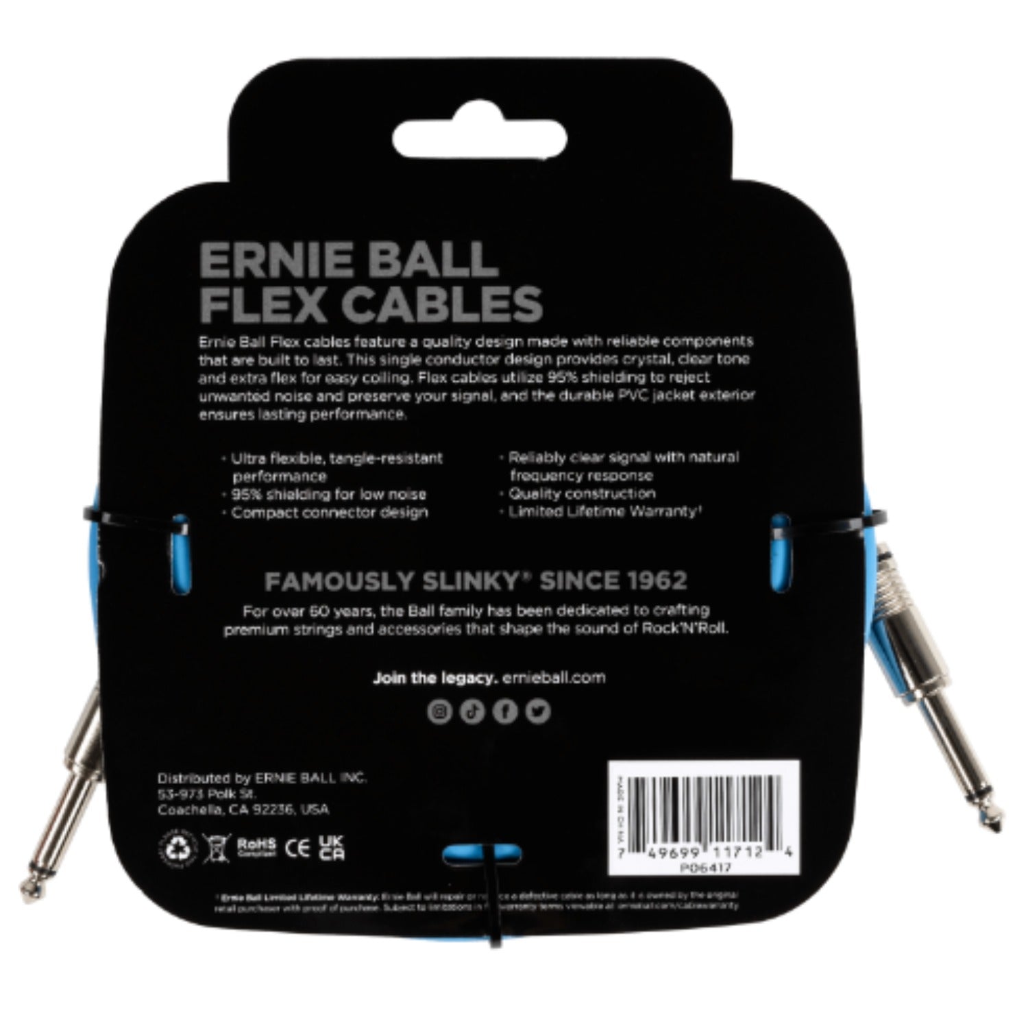 Ernie Ball Instrument Cables Ernie Ball 20ft Flex Straight Instrument Cable