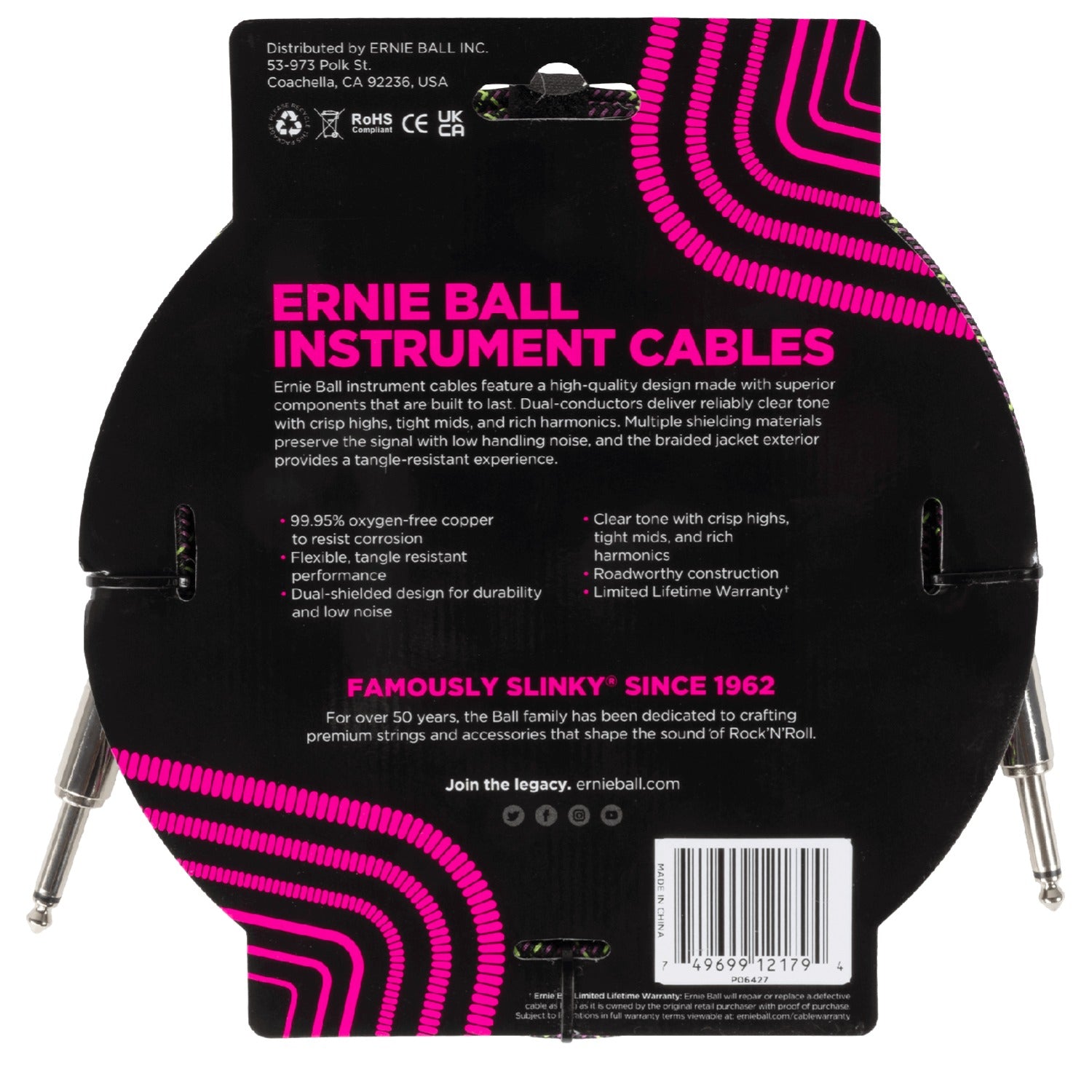 Ernie Ball Instrument Cables Ernie Ball Braided 10ft Straight/Straight Instrument Cable