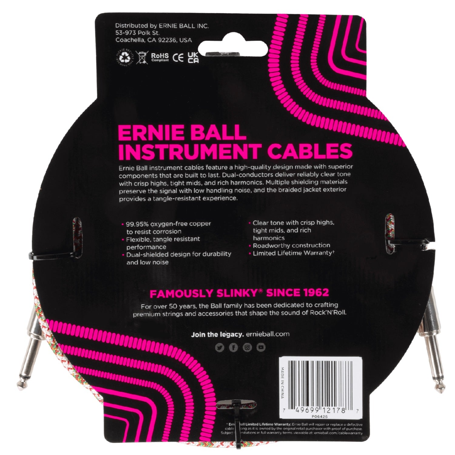Ernie Ball Instrument Cables Ernie Ball Braided 10ft Straight/Straight Instrument Cable