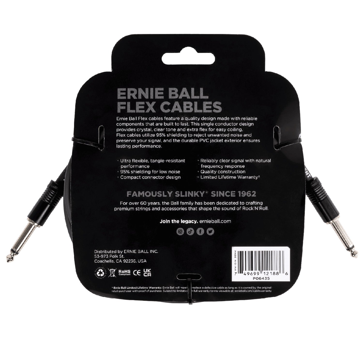 Ernie Ball Instrument Cables Ernie Ball Flex 10ft Straight/Straight Instrument Cable