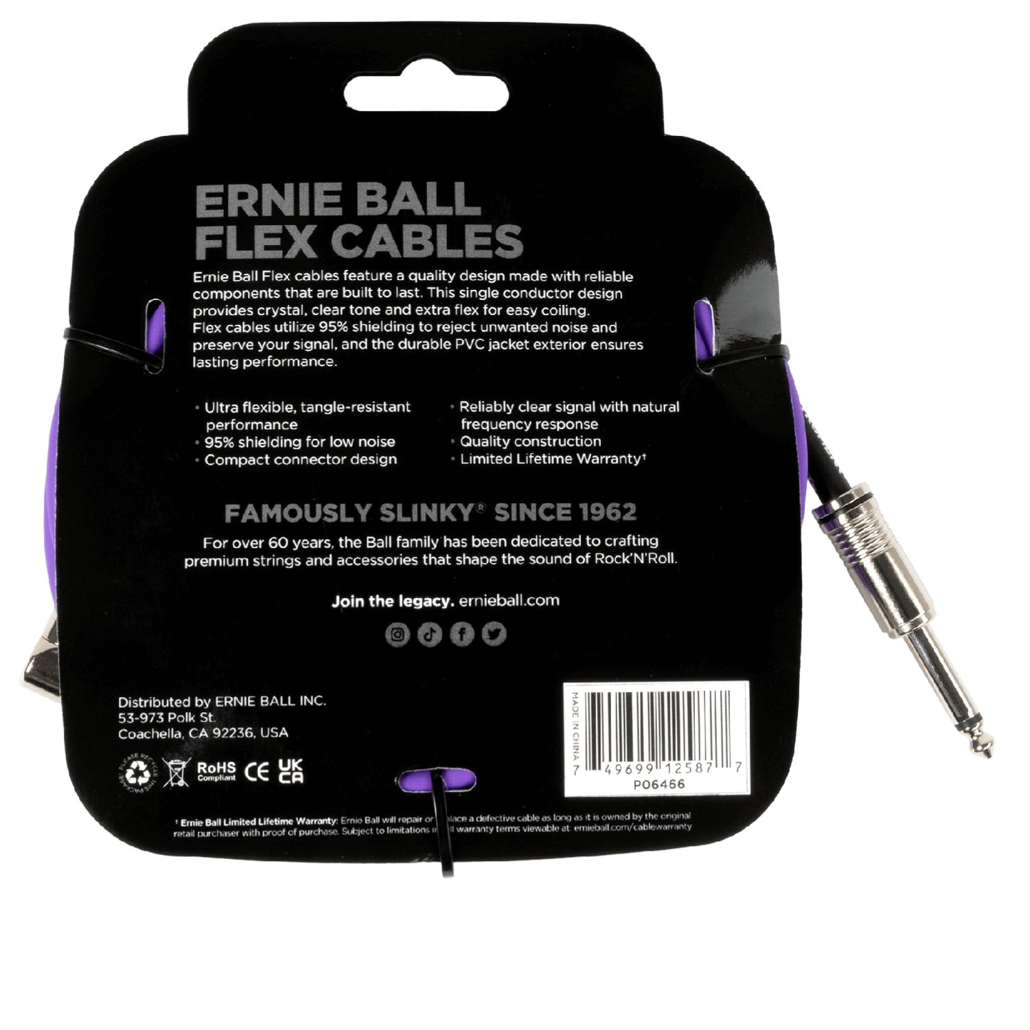 Ernie Ball Instrument Cables Ernie Ball Flex 20Ft Straight Angle Instrument Cable