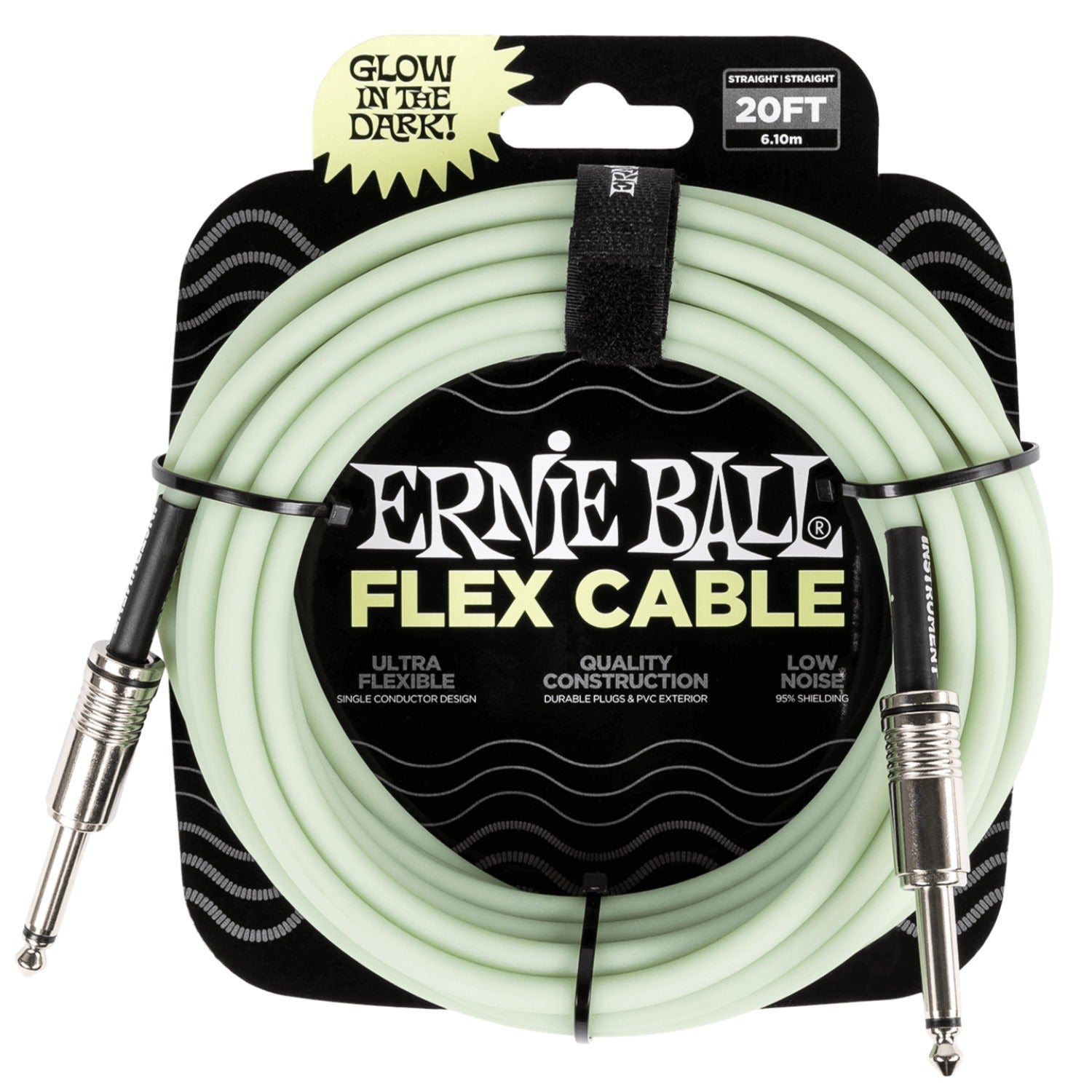 Ernie Ball Instrument Cables Glow in Dark Ernie Ball 20ft Flex Straight Instrument Cable
