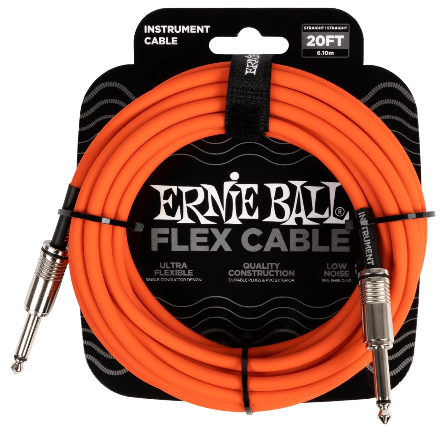 Ernie Ball Instrument Cables Orange Ernie Ball 20ft Flex Straight Instrument Cable