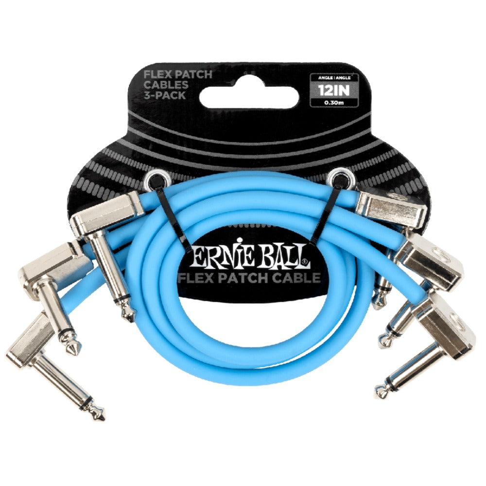 Ernie Ball Patch Cables Blue / 12 Inch Ernie Ball Flex Patch Cable - Pack of 3