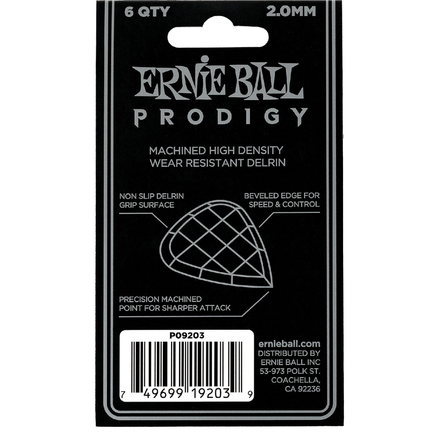 Ernie Ball Picks Ernie Ball 9203 Mini Prodigy Guitar Picks - Pack of 6 - 2.0mm White