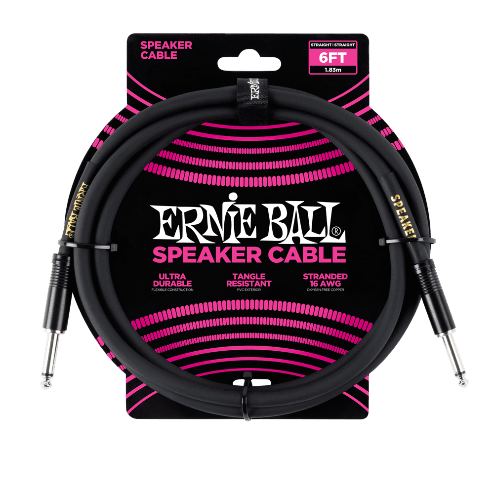 ernie ball speaker cables 6 feet ernie ball straight-straight speaker cable - black