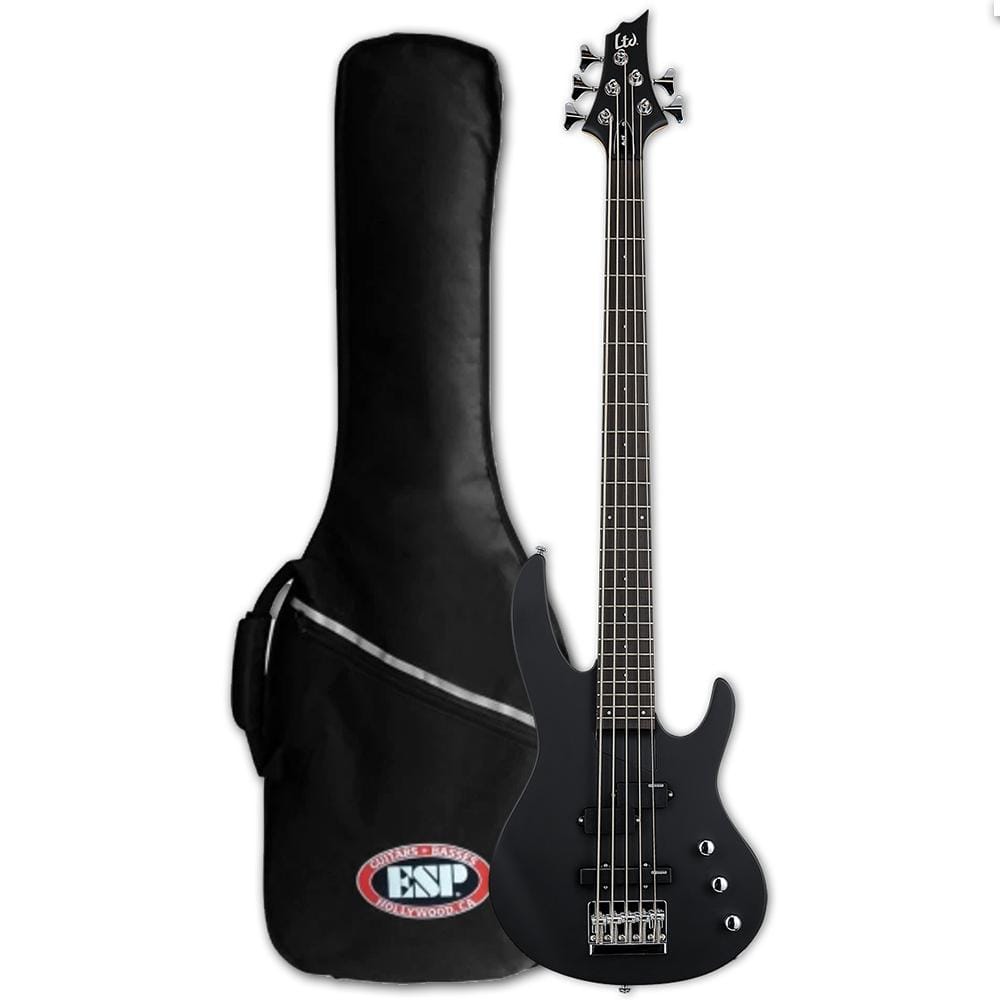 esp bass guitars esp ltd b-15 5-string electric bass guitar - black satin
