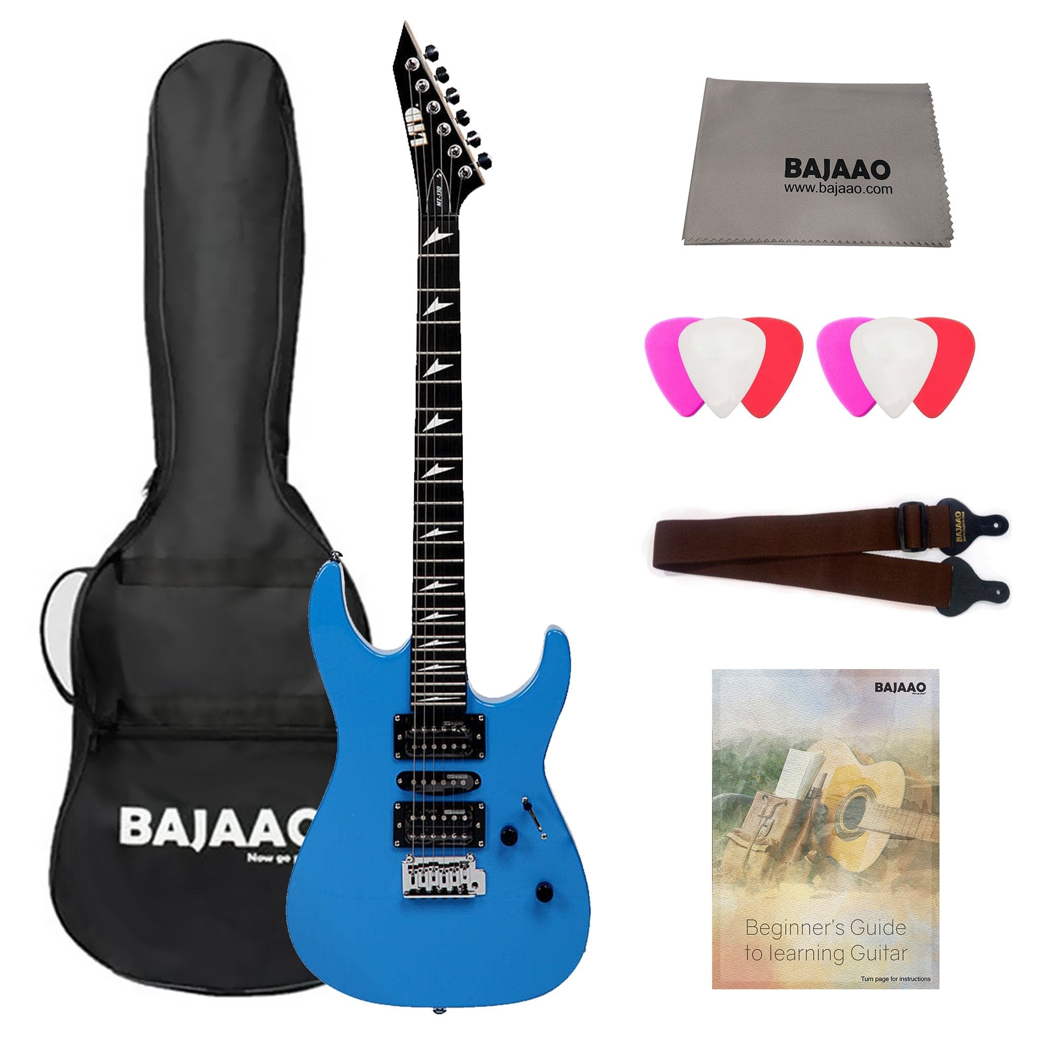 esp electric guitars bundles blue esp ltd mt-130 6-string electric guitar with gigbag, cloth, picks, strap & ebook #color_blue