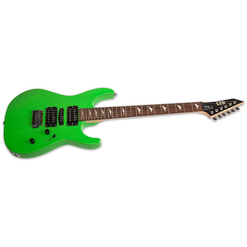 esp electric guitars bundles esp ltd mt-130 6-string electric guitar with gigbag, cloth, picks, strap & ebook #color_neon-green