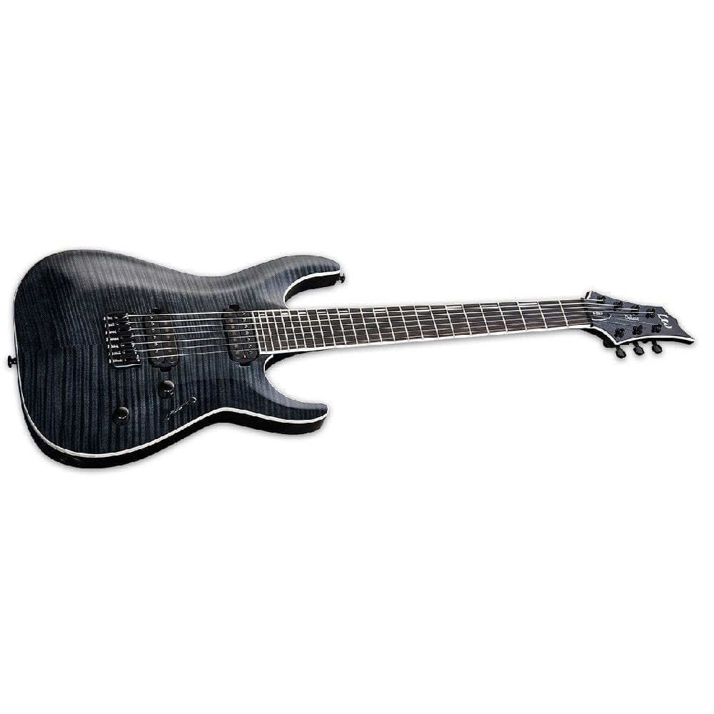 esp electric guitars esp h1007 ltd 7 string electric guitar - see thru black