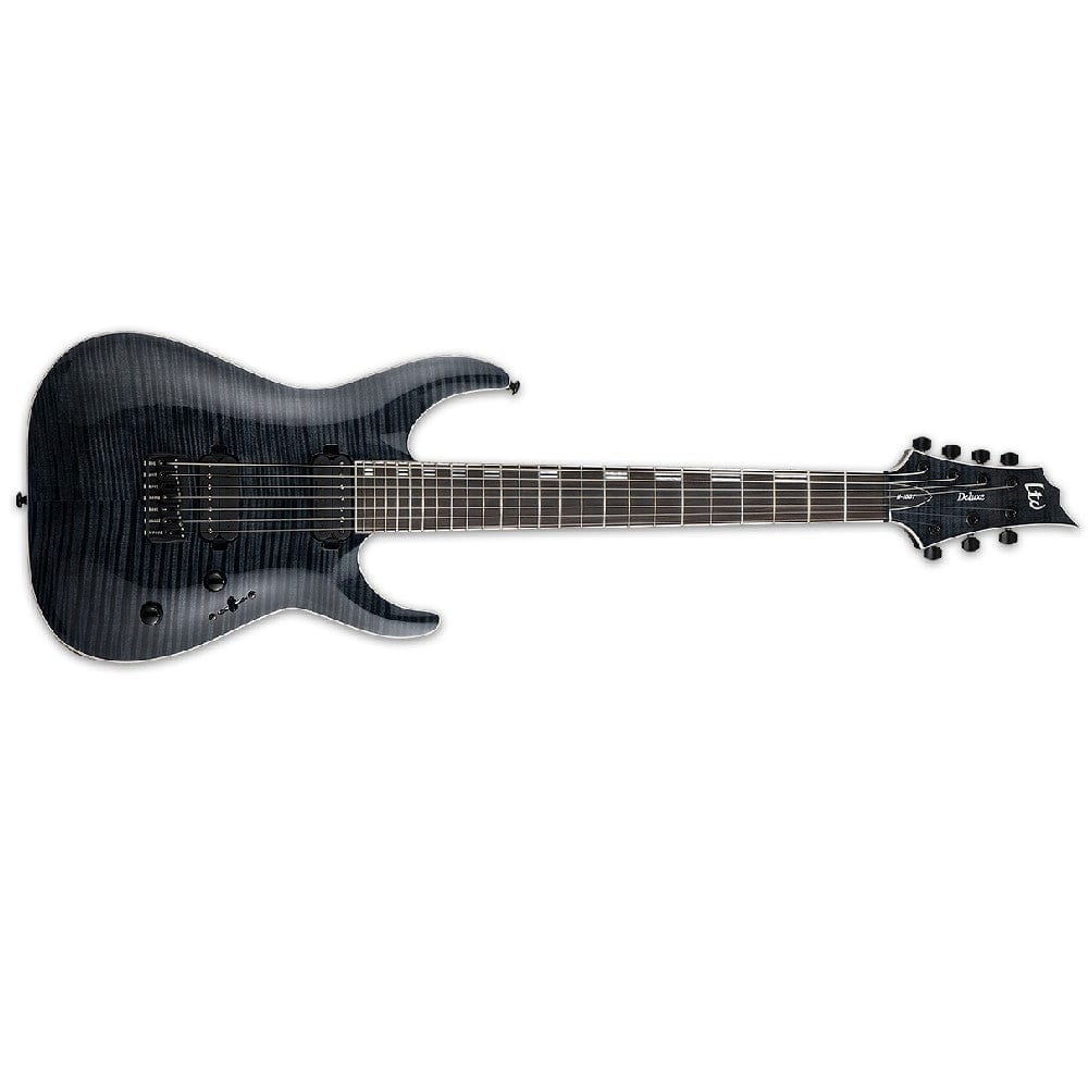 esp electric guitars esp h1007 ltd 7 string electric guitar - see thru black