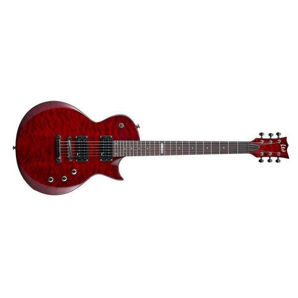 esp electric guitars esp ltd ec-100qm electric guitar - see thru black cherry