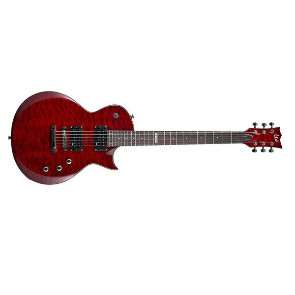 esp electric guitars esp ltd ec-100qm electric guitar see thru black cherry