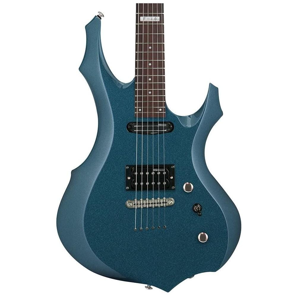 esp electric guitars esp ltd f series f-10 6 string electric guitar - rosewood fretboard #color_gunsmoke-blue