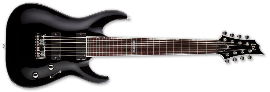 esp electric guitars esp ltd h-208 black 8 strings h series electric guitar lh208blk