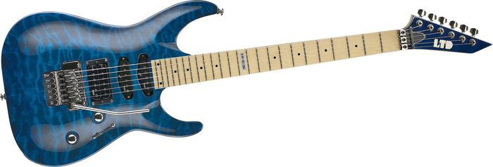 esp electric guitars esp ltd mh-103 electric guitar, quilted maple - see thru blue
