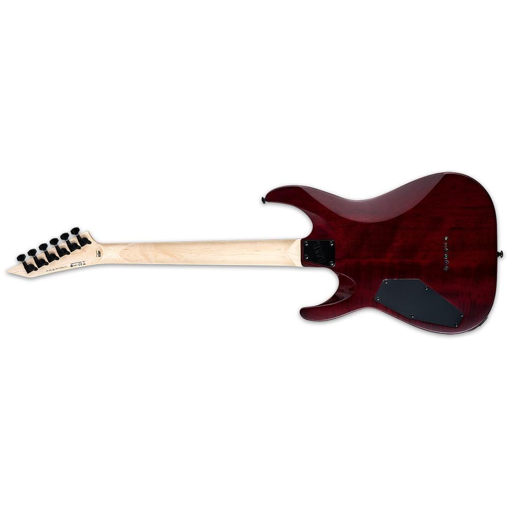 esp electric guitars esp ltd mh-200qm nt 6 string electric guitar - see thru black cherry