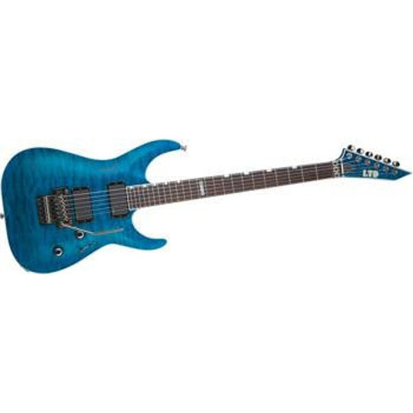 esp electric guitars esp ltd mh-401 electric guitar - see through blue