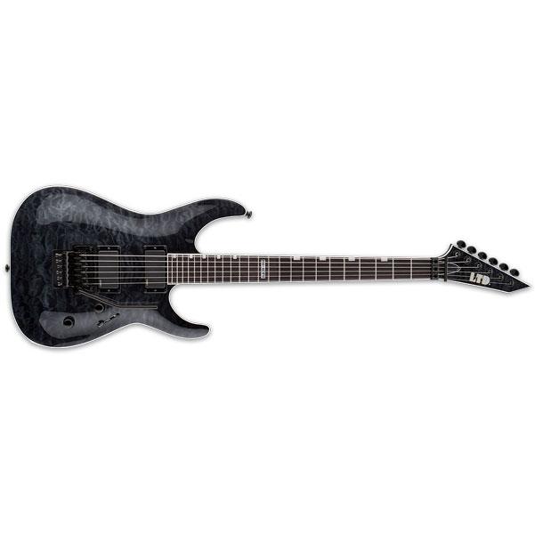 esp electric guitars esp ltd mh401fr quilted maple top electric guitar - see thru black
