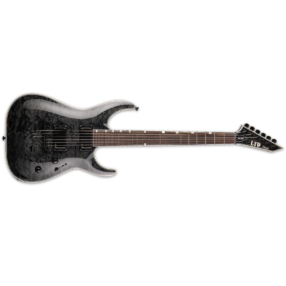 esp electric guitars esp mh 1001nt 6 string electric guitar - see thru black