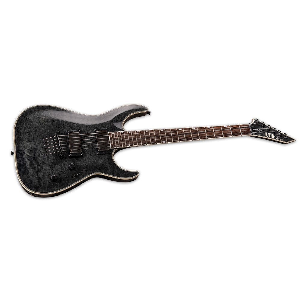 esp electric guitars esp mh 1001nt 6 string electric guitar - see thru black