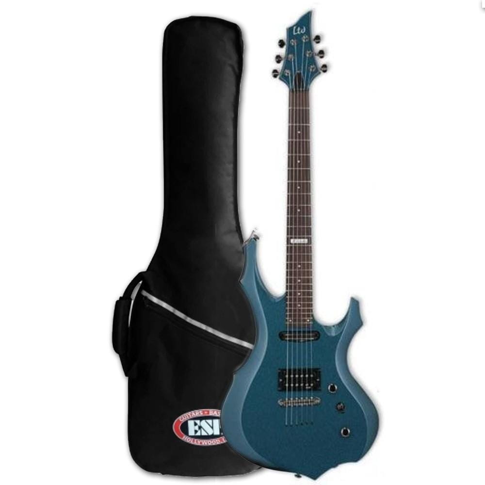 esp electric guitars gunsmoke blue esp ltd f series f-10 6 string electric guitar - rosewood fretboard #color_gunsmoke-blue