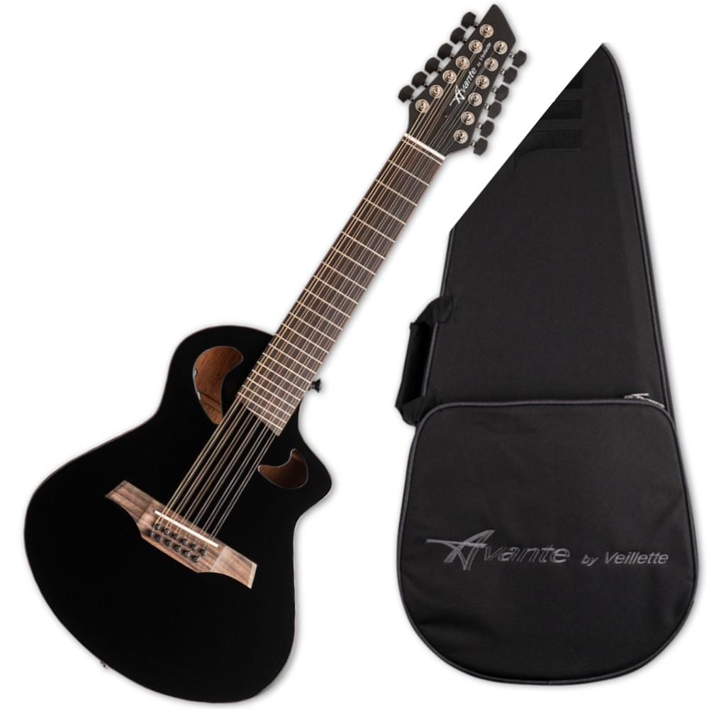 esp electro acoustic guitars black esp avante gryphon ag12 12 string electro acoustic guitar with bag #color_black