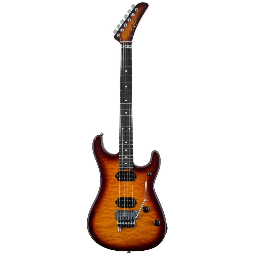 evh electric guitars tobacco sunburst evh 5150 series quilt maple deluxe electric guitar #color_tobacco-sunburst